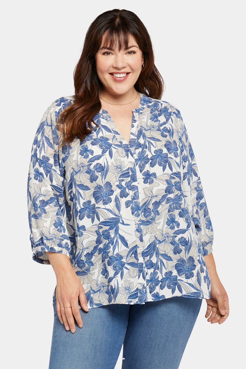 Blue Women\'s NYDJ Plus Pintuck Blouse | NZ 491NUIGVE