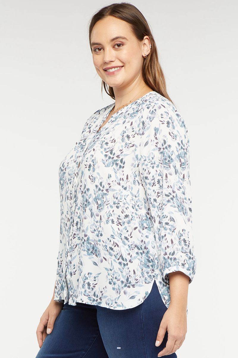 Blue Women's NYDJ Plus Pintuck Blouse | NZ 529XYZUQN