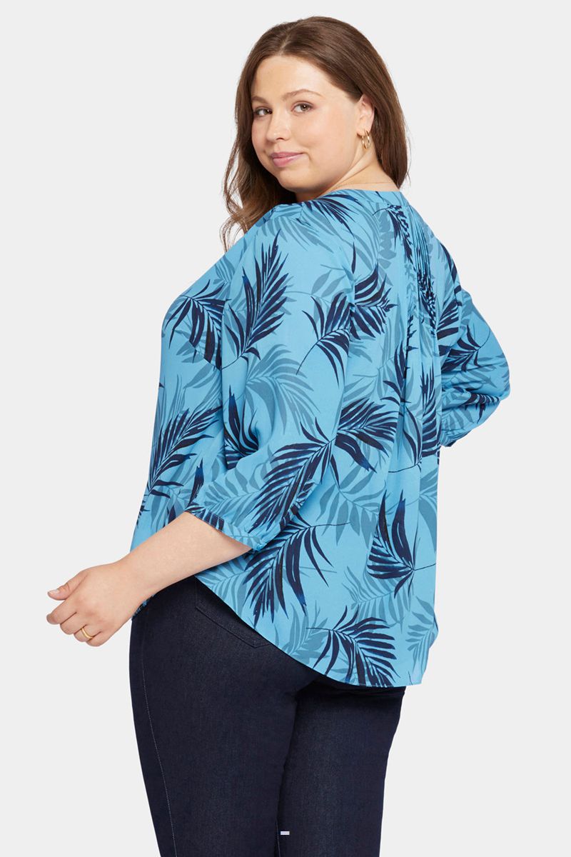 Blue Women's NYDJ Plus Pintuck Blouse | NZ 649LIKSRV