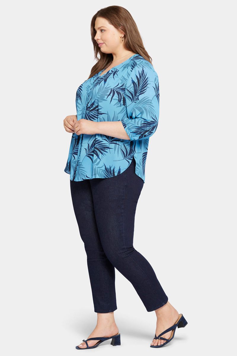 Blue Women's NYDJ Plus Pintuck Blouse | NZ 649LIKSRV