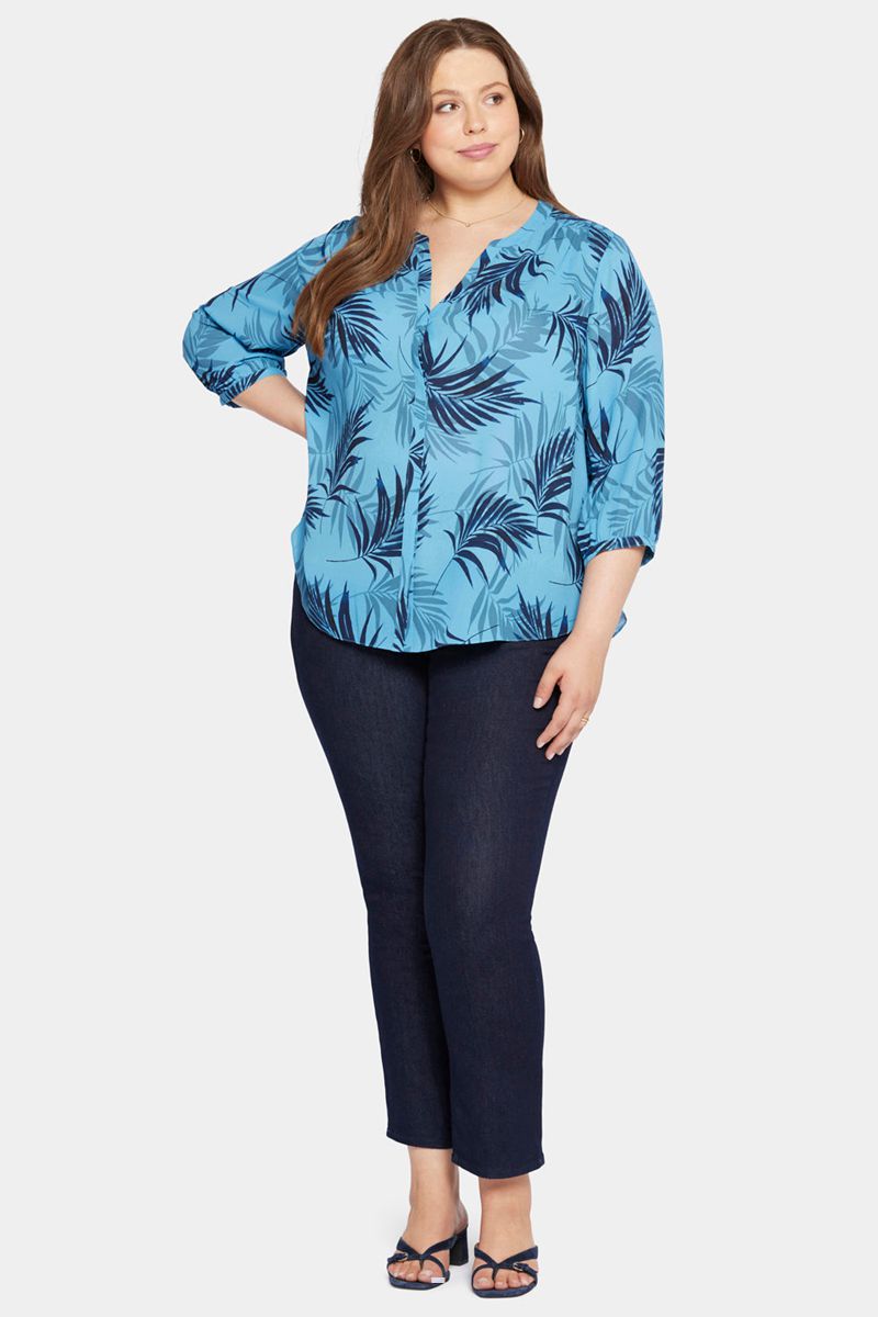 Blue Women's NYDJ Plus Pintuck Blouse | NZ 649LIKSRV