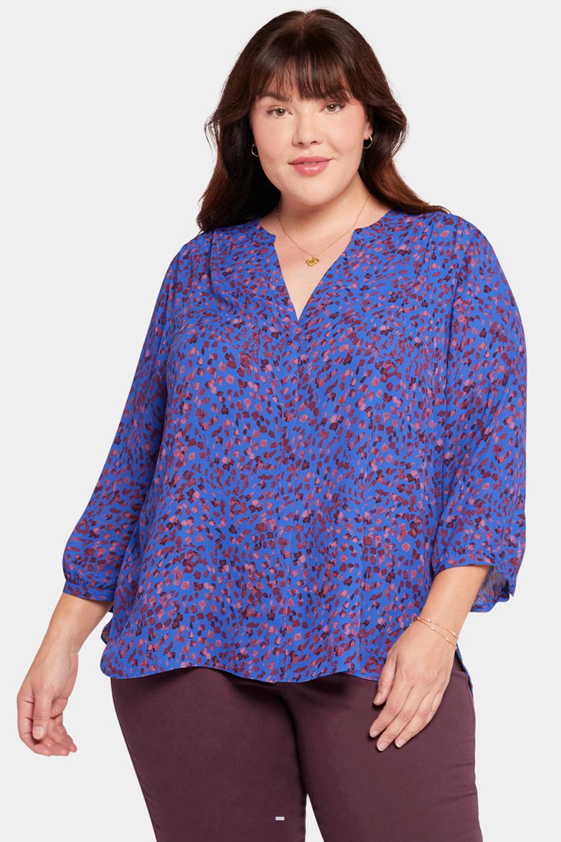 Blue Women\'s NYDJ Plus Pintuck Blouse | NZ 721QREFJW