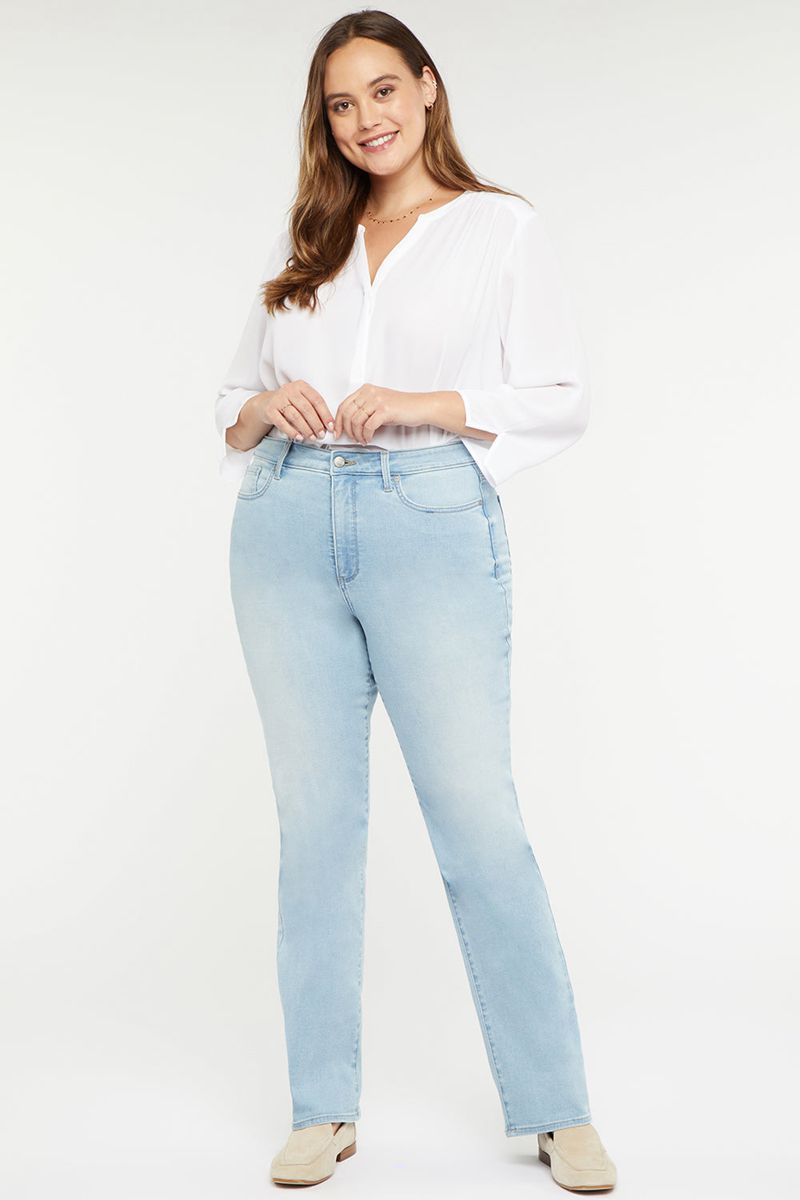 Blue Women's NYDJ Plus Relaxed Straight Jeans | NZ 087VRQGUP