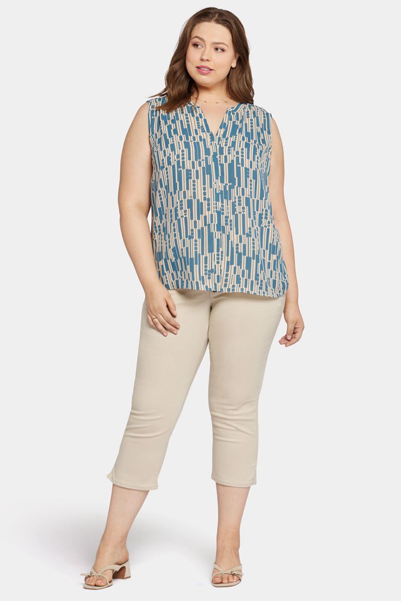 Blue Women's NYDJ Plus Sleeveless Pintuck Blouse | NZ 548DQYIMF