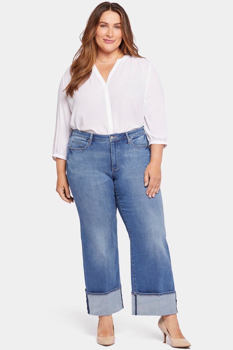 Blue Women's NYDJ Plus Teresa Wide Leg Jeans | NZ 607FLNXPK