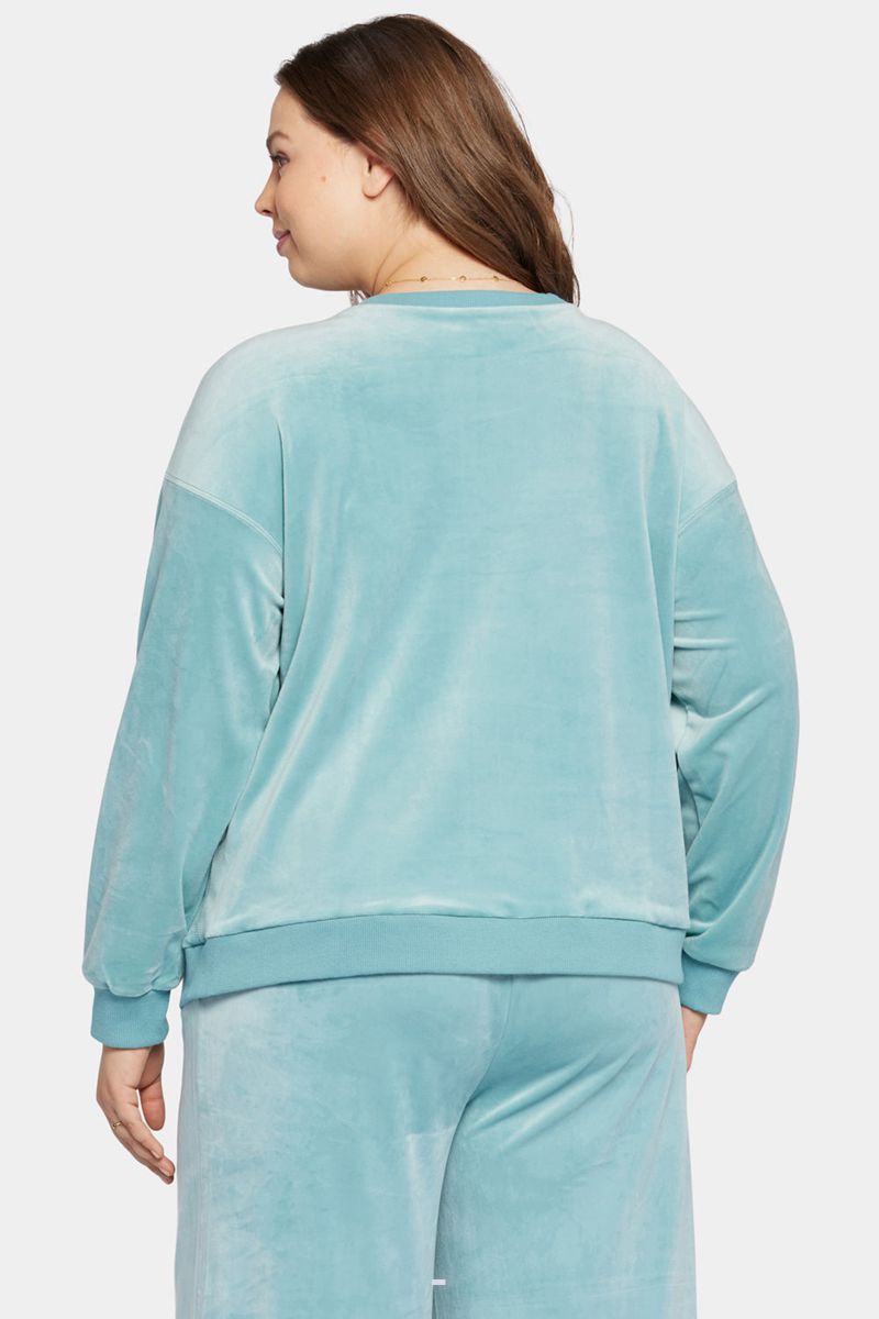 Blue Women's NYDJ Plus Velour Basic Sweatshirts | NZ 752YORHWX