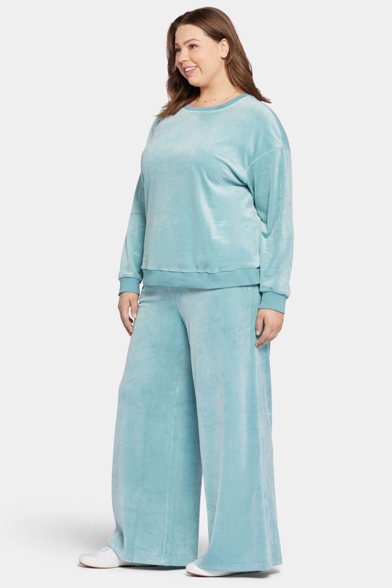 Blue Women's NYDJ Plus Velour Basic Sweatshirts | NZ 752YORHWX