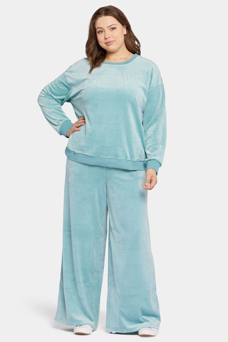 Blue Women's NYDJ Plus Velour Basic Sweatshirts | NZ 752YORHWX