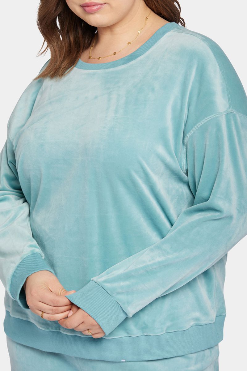 Blue Women's NYDJ Plus Velour Basic Sweatshirts | NZ 752YORHWX