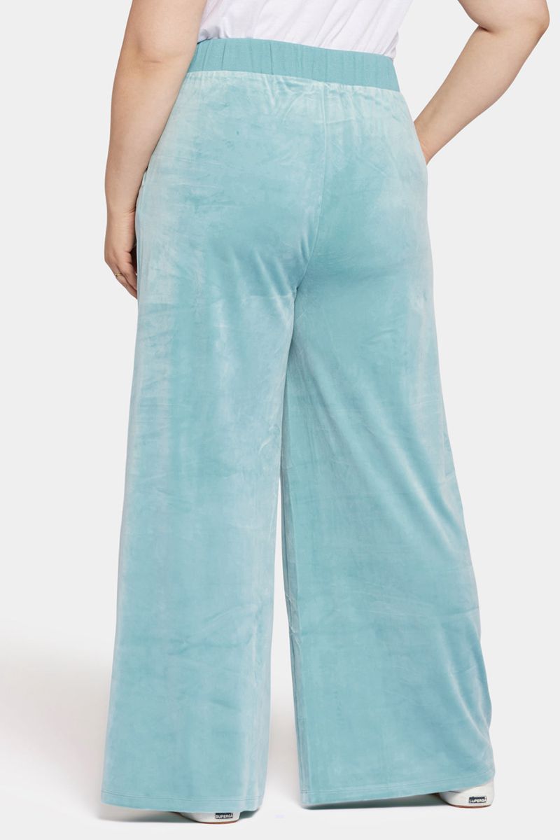 Blue Women's NYDJ Plus Velour Drawstring Wide Leg Pants | NZ 195KFSUYD