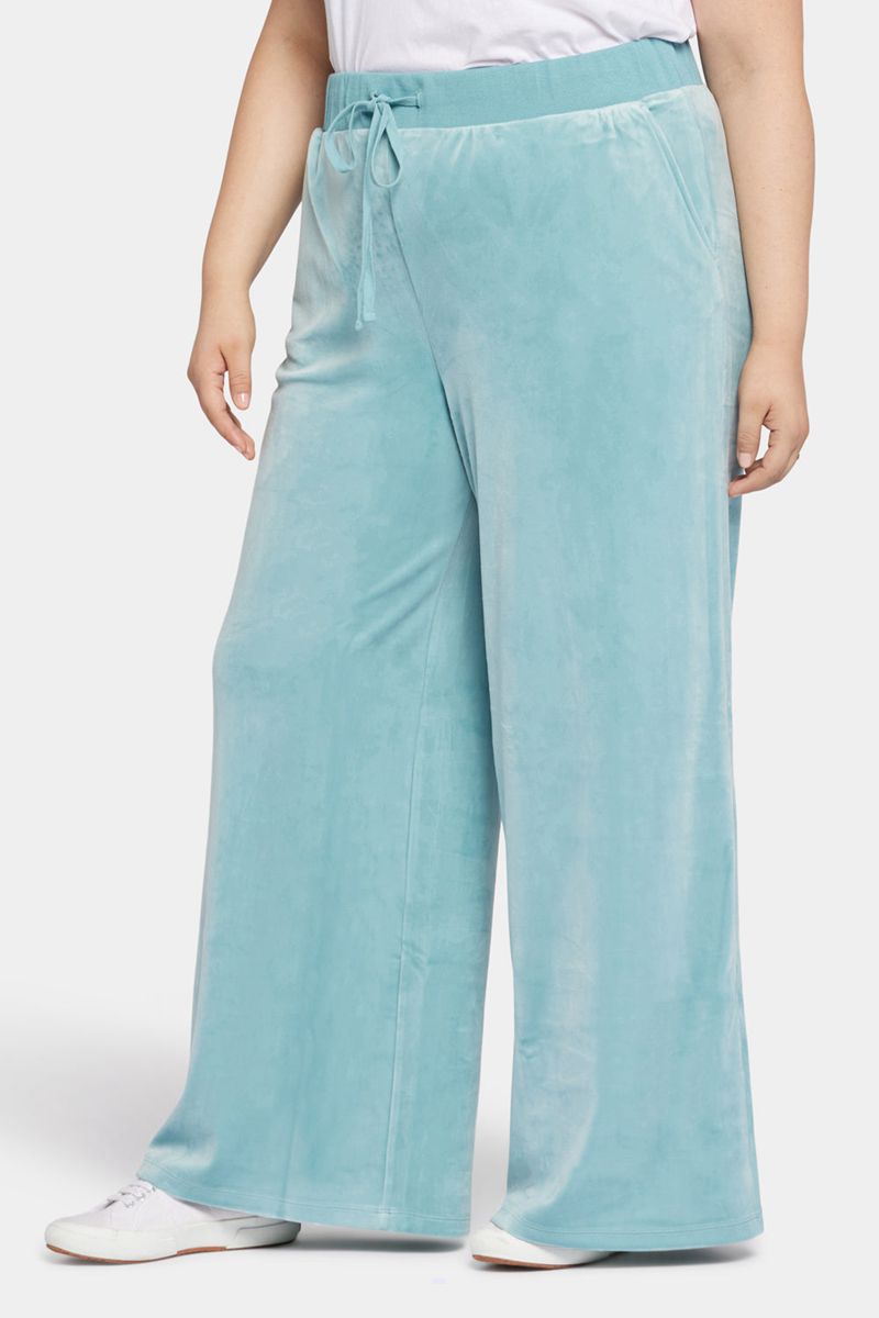 Blue Women's NYDJ Plus Velour Drawstring Wide Leg Pants | NZ 195KFSUYD