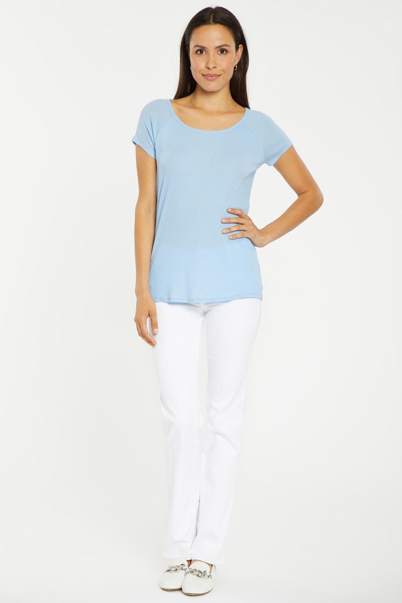 Blue Women's NYDJ Ribbed Raglan Crewneck T-Shirts | NZ 680LAXTCU