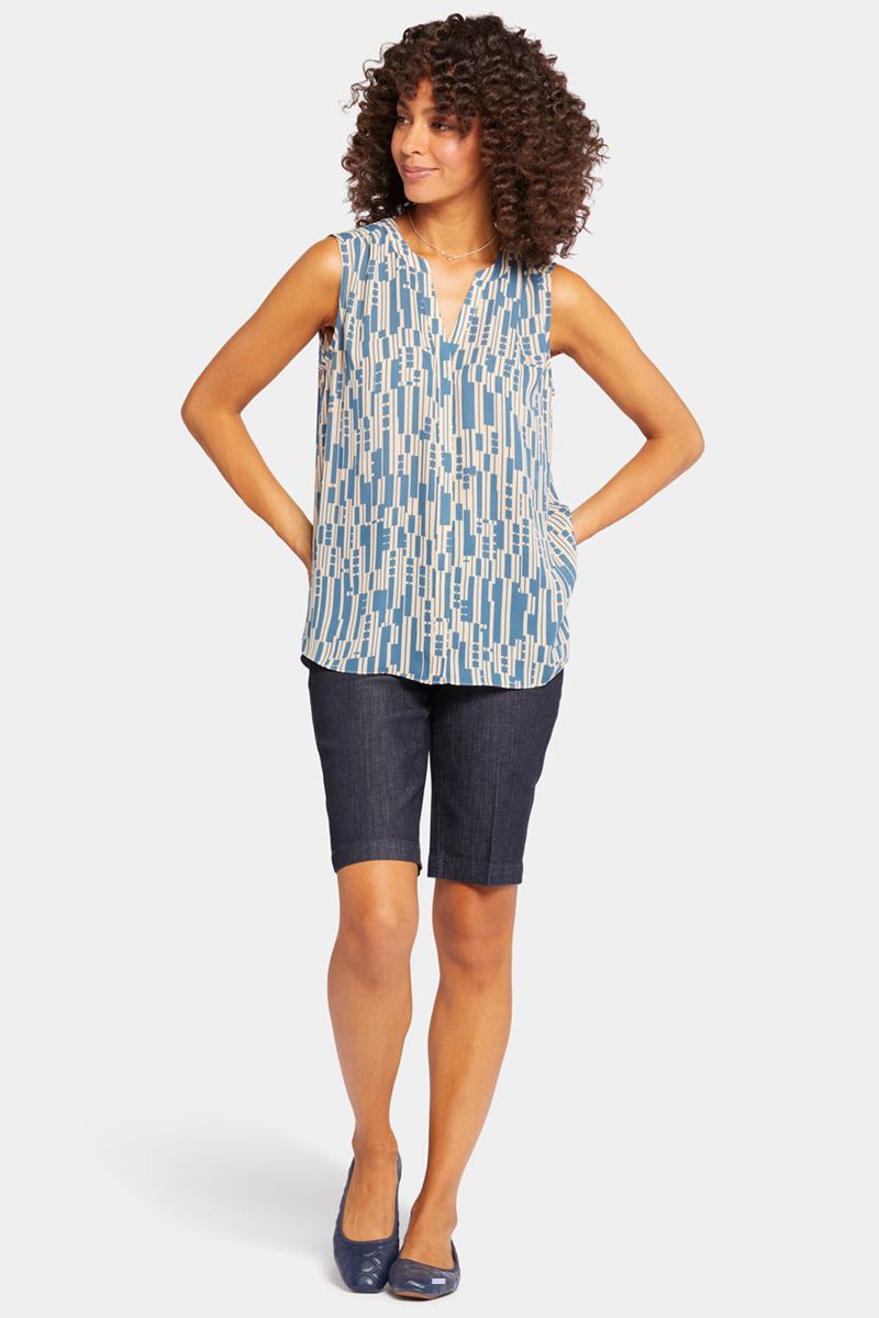 Blue Women's NYDJ Sleeveless Pintuck Blouse | NZ 058GNOYLW