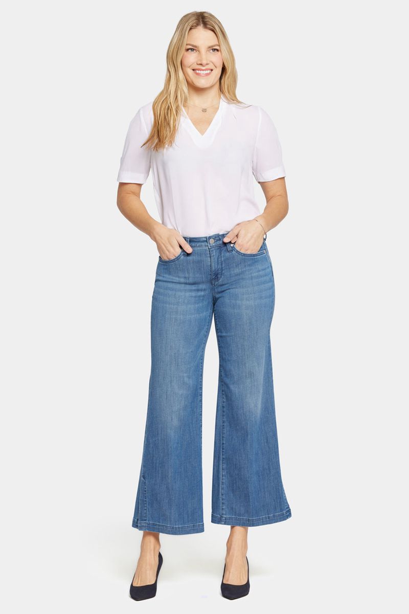 Blue Women's NYDJ Teresa Wide Leg Ankle Jeans | NZ 394NDZRAV