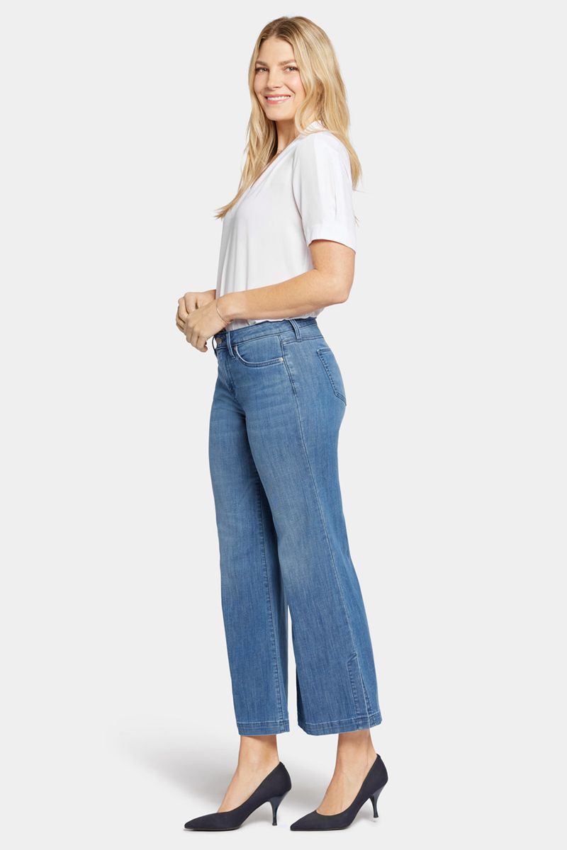 Blue Women's NYDJ Teresa Wide Leg Ankle Jeans | NZ 394NDZRAV