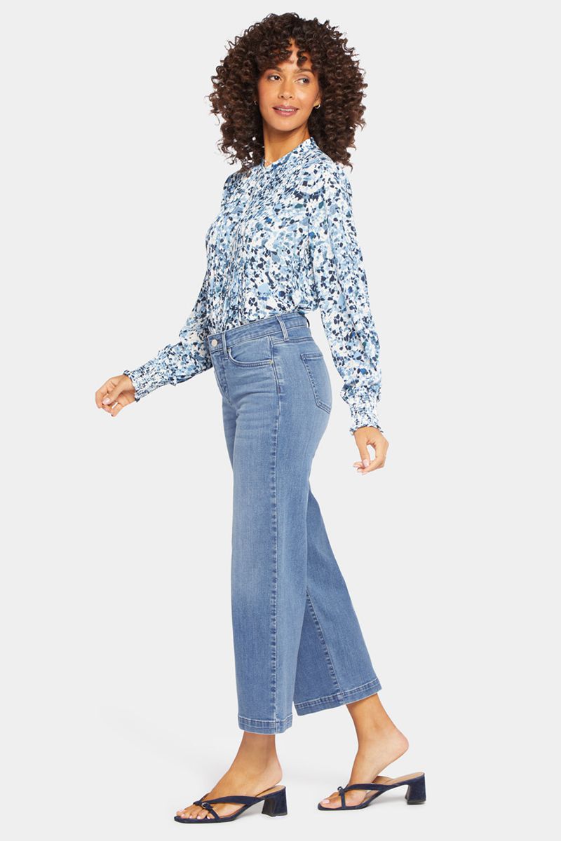 Blue Women's NYDJ Teresa Wide Leg Ankle Jeans | NZ 823ROGEBP