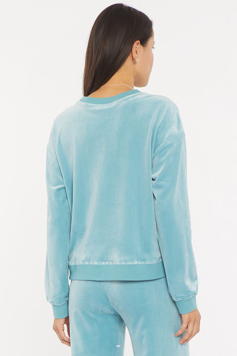 Blue Women's NYDJ Velour Basic Sweatshirts | NZ 910QIXPAO