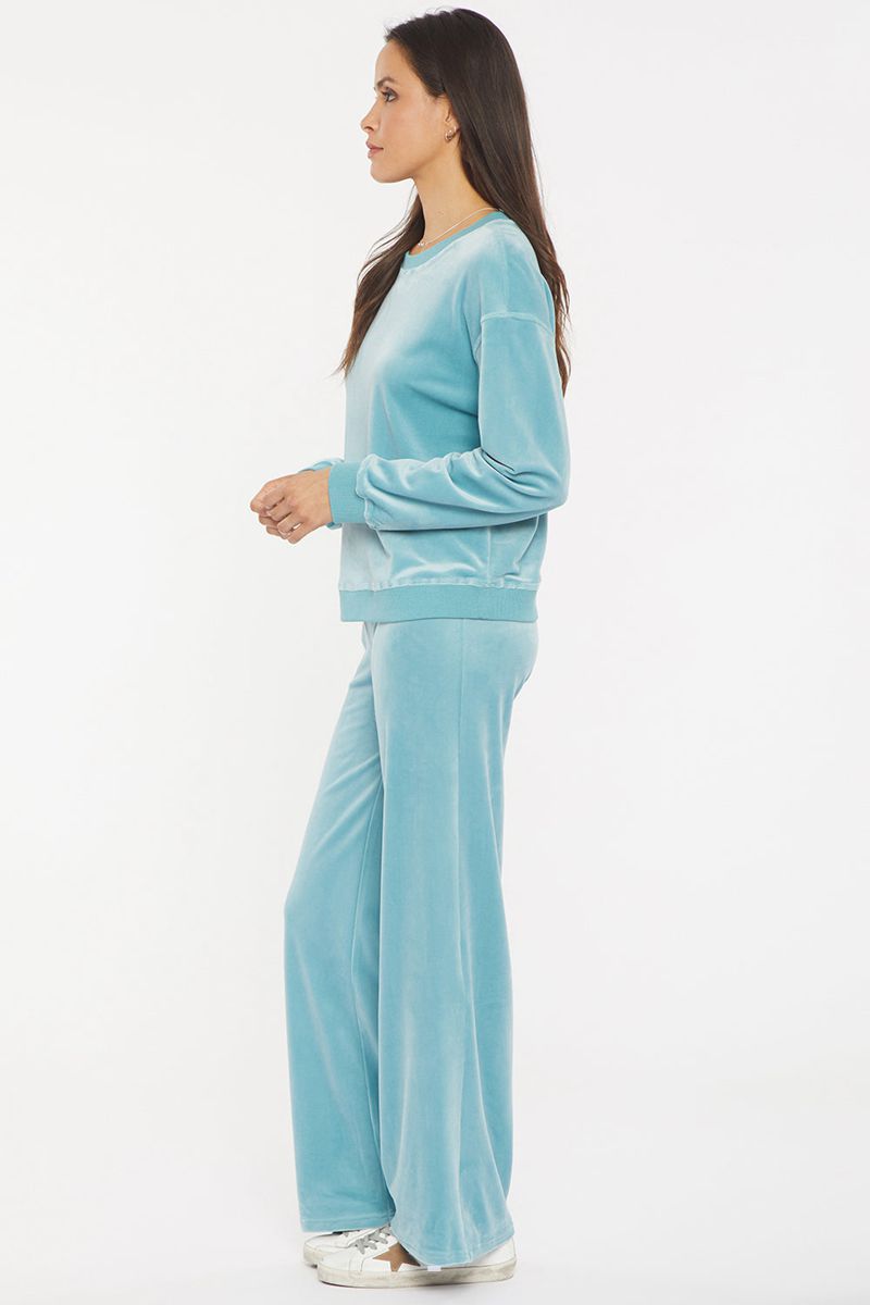 Blue Women's NYDJ Velour Basic Sweatshirts | NZ 910QIXPAO