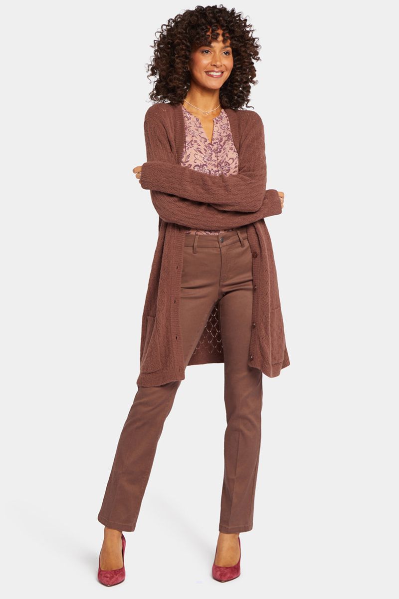 Brown Women's NYDJ Falling Leaves Everyday Cardigan | NZ 083TUNMQS