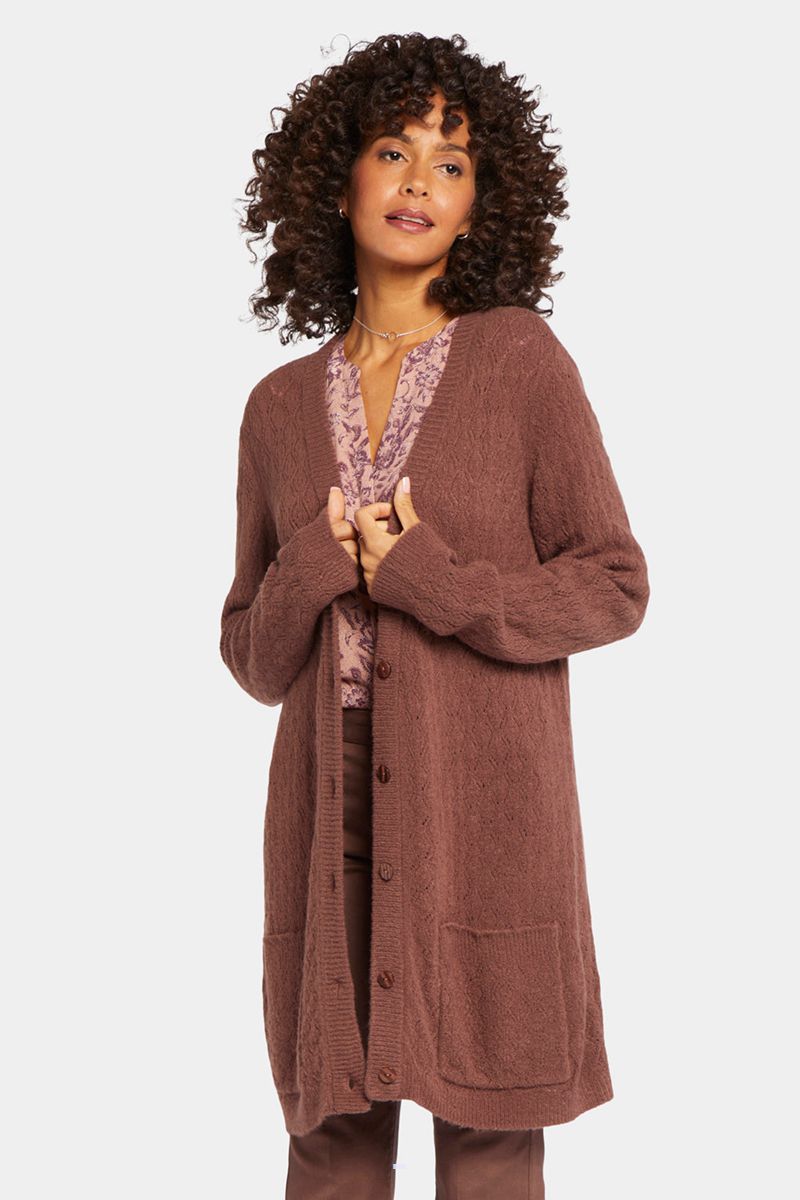 Brown Women\'s NYDJ Falling Leaves Everyday Cardigan | NZ 083TUNMQS