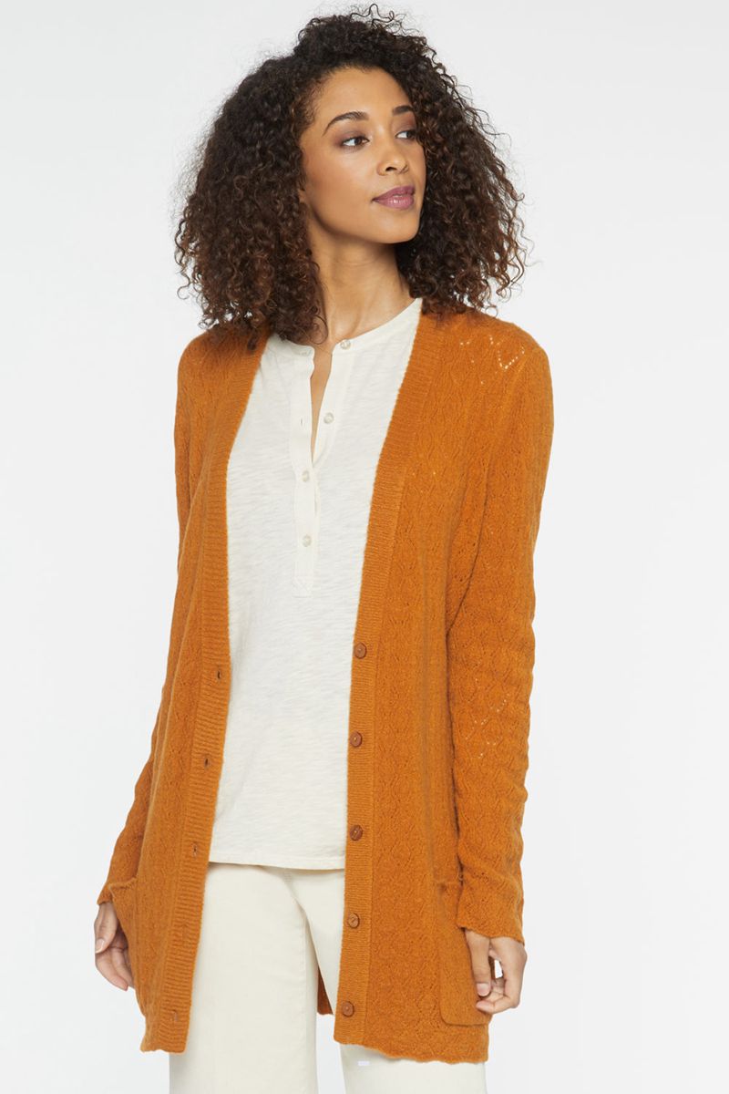 Brown Women's NYDJ Falling Leaves Everyday Cardigan | NZ 517VUZELF