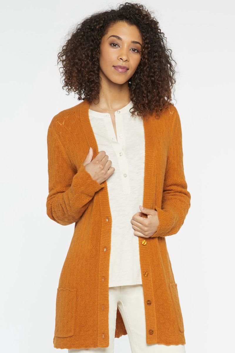 Brown Women\'s NYDJ Falling Leaves Everyday Cardigan | NZ 517VUZELF