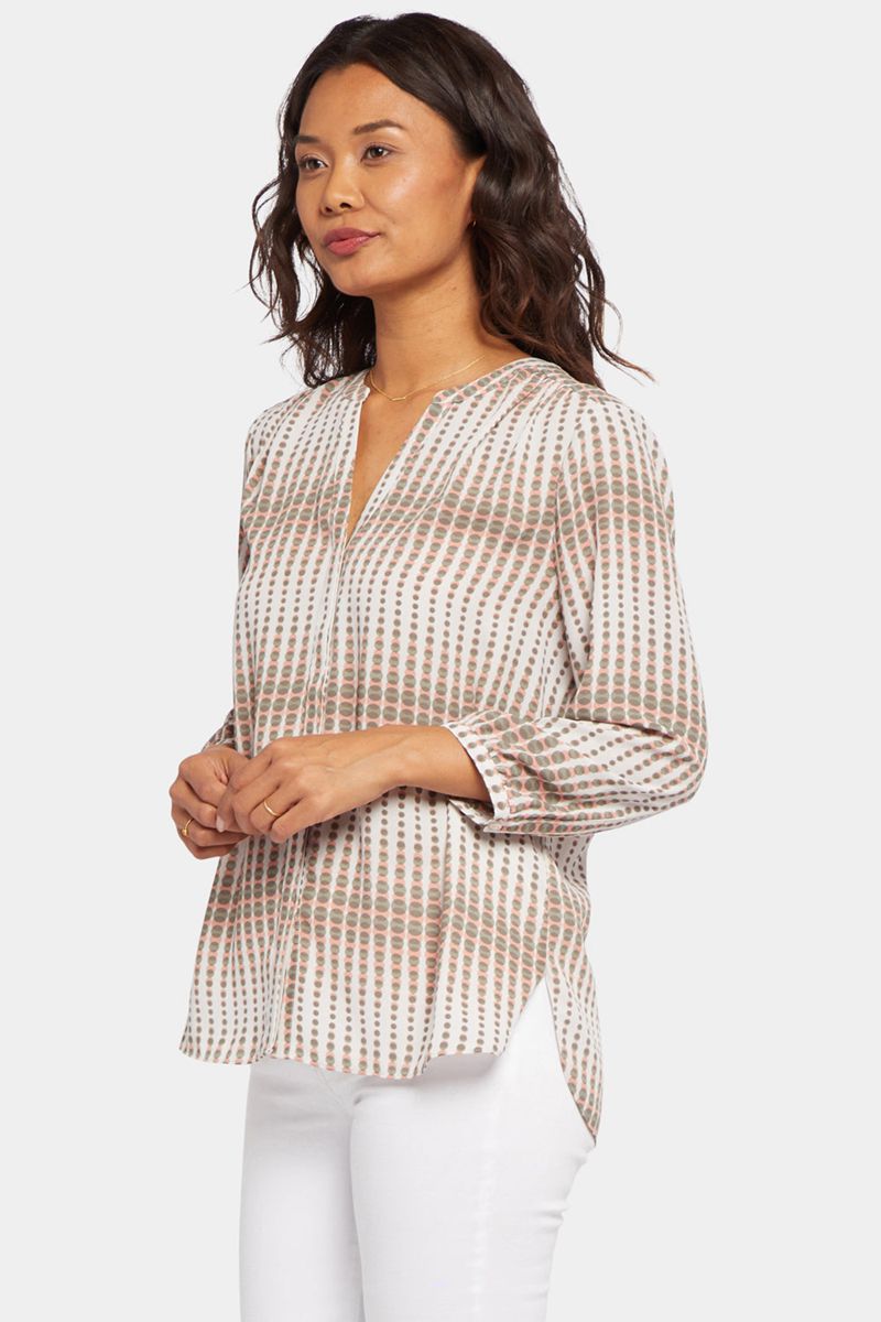 Brown Women's NYDJ Pintuck Blouse | NZ 293TCHWXB