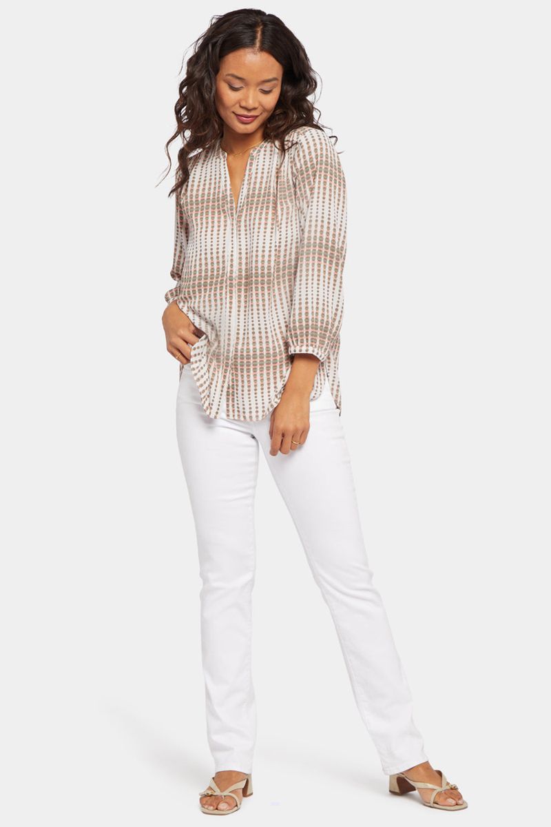 Brown Women's NYDJ Pintuck Blouse | NZ 293TCHWXB