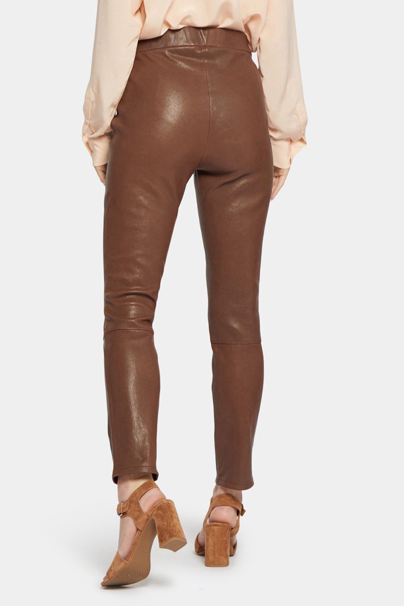 Brown Women's NYDJ Stretch Leather Leggings | NZ 912AESMBQ