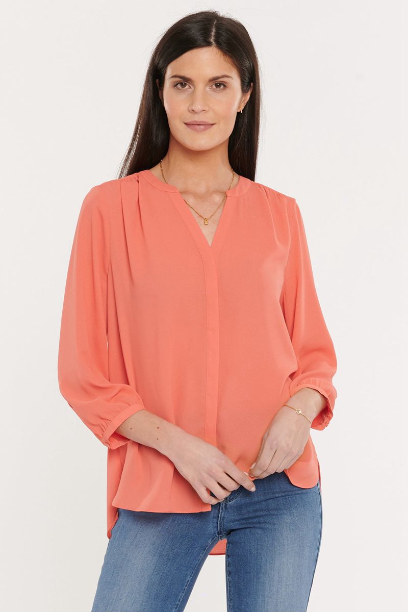 Coral Women\'s NYDJ Pintuck Blouse | NZ 619FHAIWJ