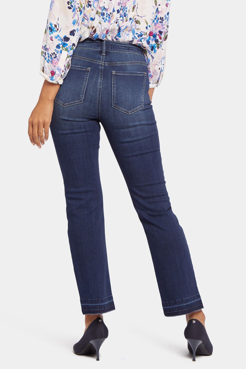 Dark Blue Women's NYDJ Petite Marilyn Straight Ankle Jeans | NZ 978TYOGVK