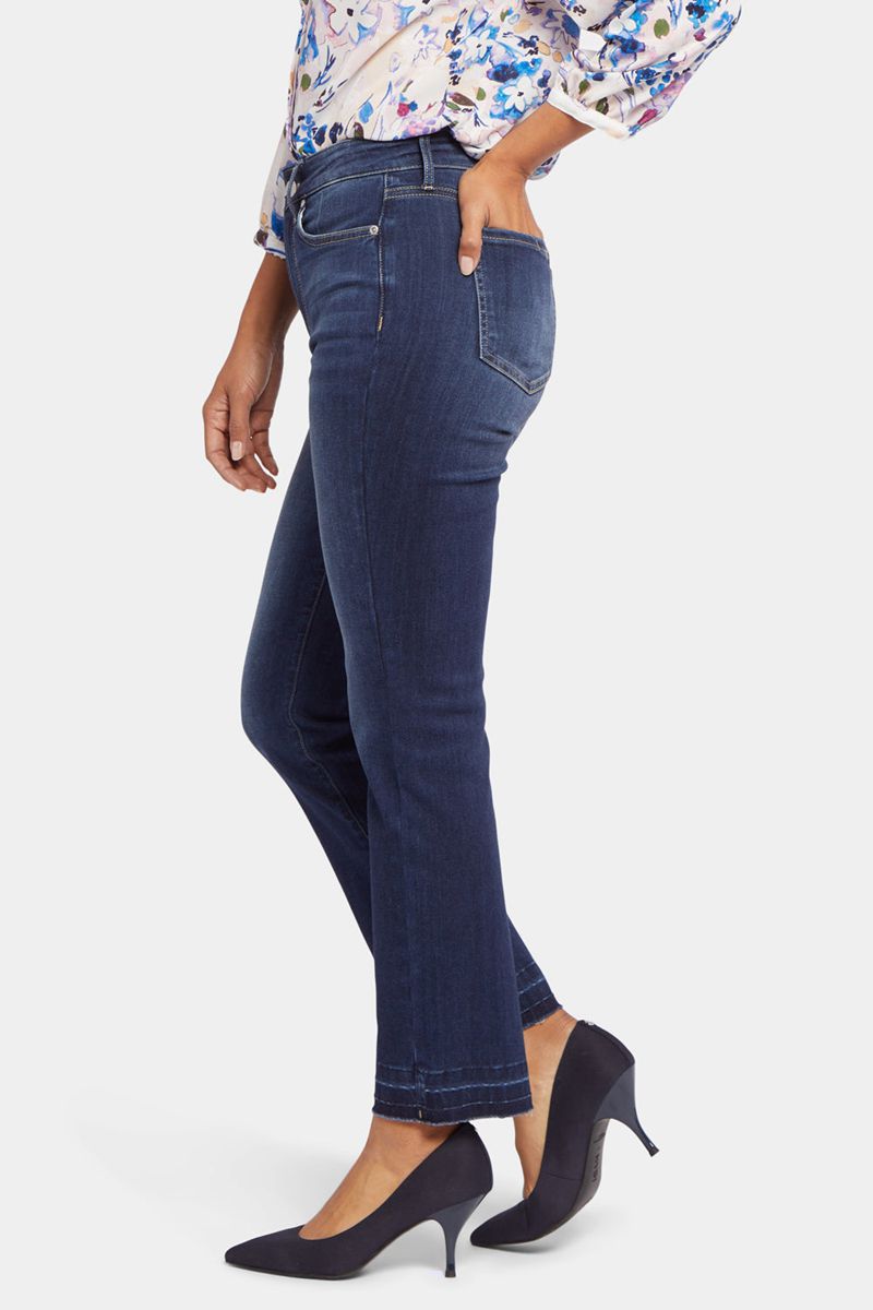 Dark Blue Women's NYDJ Petite Marilyn Straight Ankle Jeans | NZ 978TYOGVK