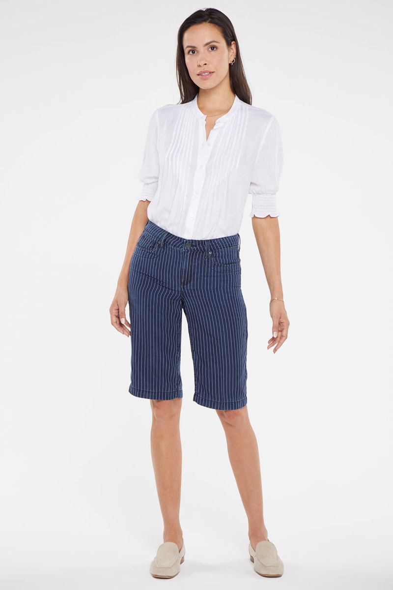 Dark Blue Women's NYDJ Petite Tailored Bermuda Shorts | NZ 861VCXEQN