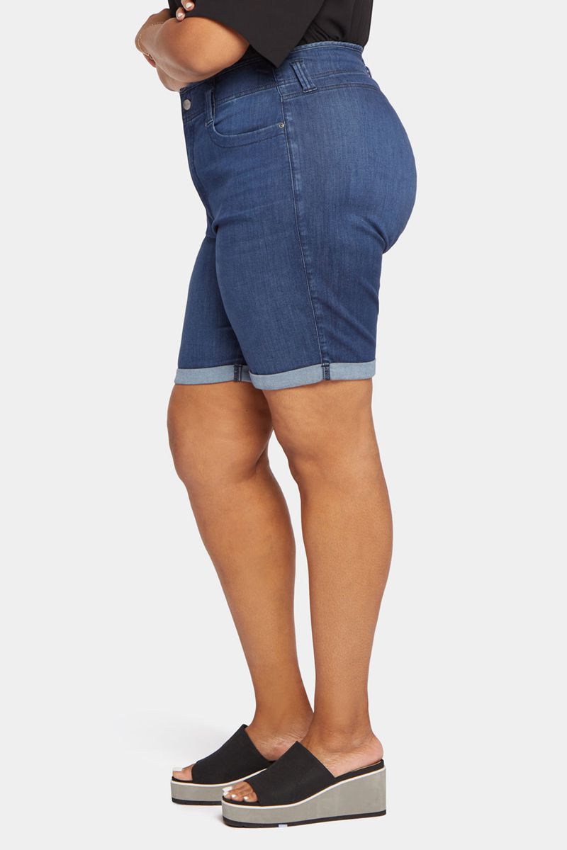 Dark Blue Women's NYDJ Plus Ella Denim Shorts | NZ 542QNTEXL