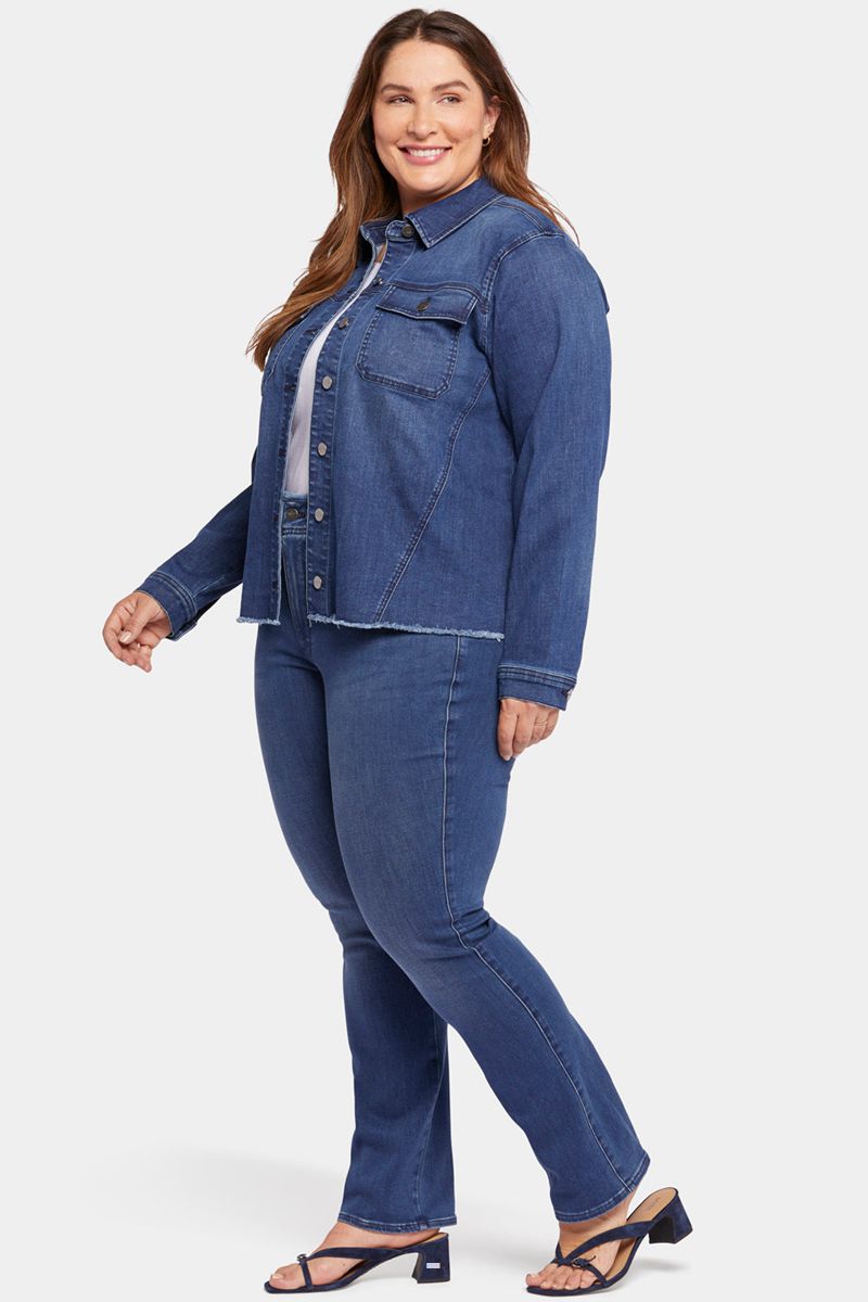 Dark Blue Women's NYDJ Plus Frayed Hem Denim Jackets | NZ 834IHVEWS