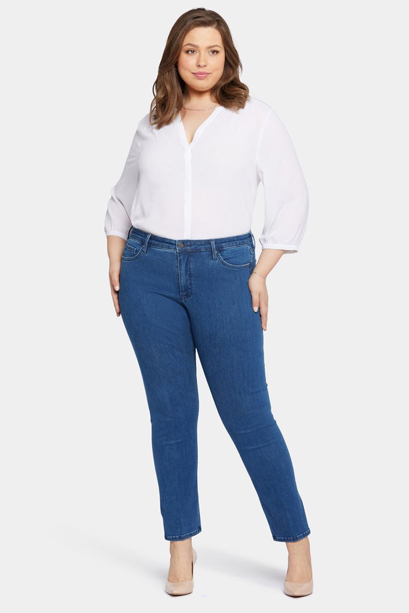 Dark Blue Women's NYDJ Plus Le Silhouette Sheri Slim Jeans | NZ 713BFJIHZ