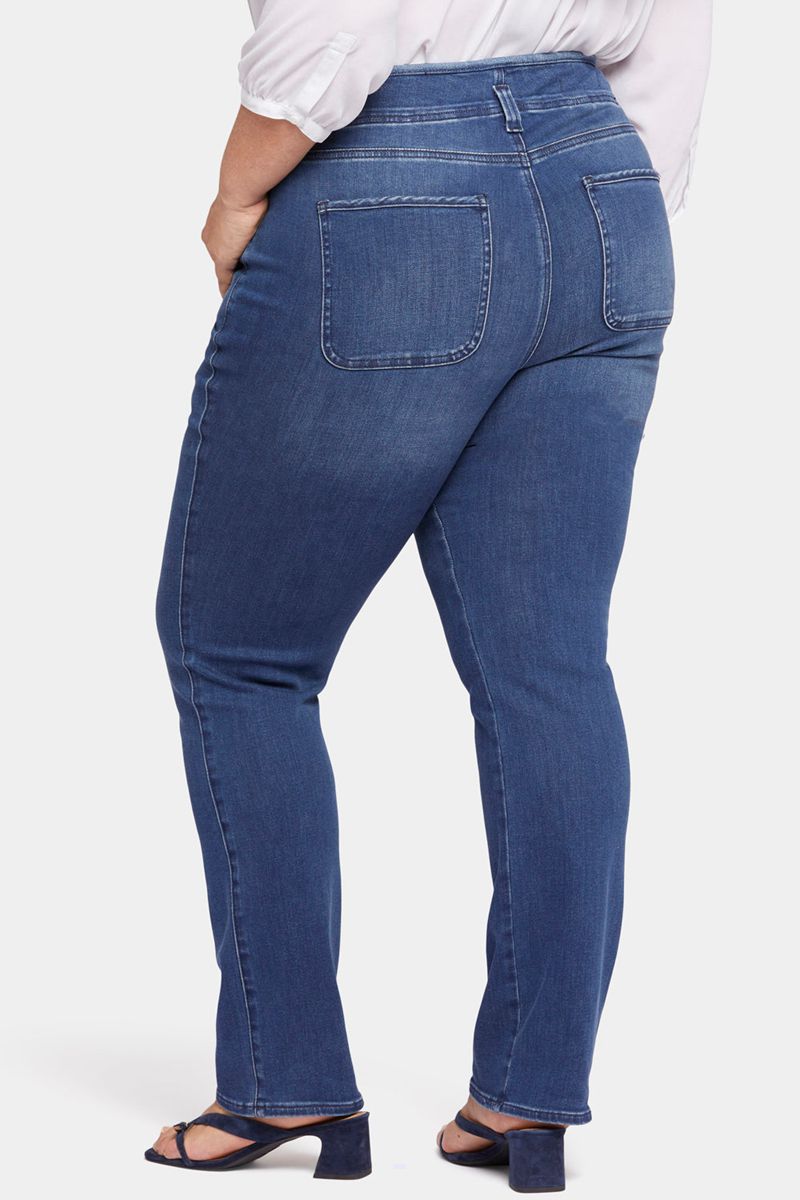 Dark Blue Women's NYDJ Plus Marilyn Straight Jeans | NZ 683GHUCRE