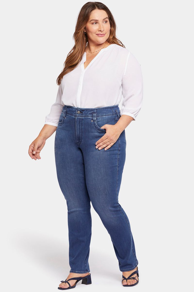 Dark Blue Women's NYDJ Plus Marilyn Straight Jeans | NZ 683GHUCRE