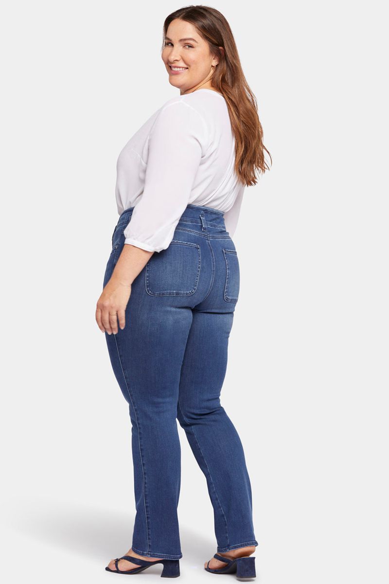 Dark Blue Women's NYDJ Plus Marilyn Straight Jeans | NZ 683GHUCRE