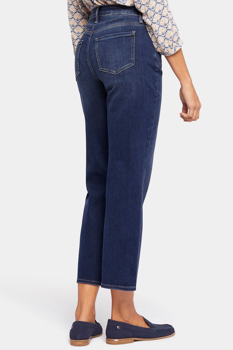 Dark Blue Women's NYDJ Relaxed Straight Ankle Jeans | NZ 526MKPWBE