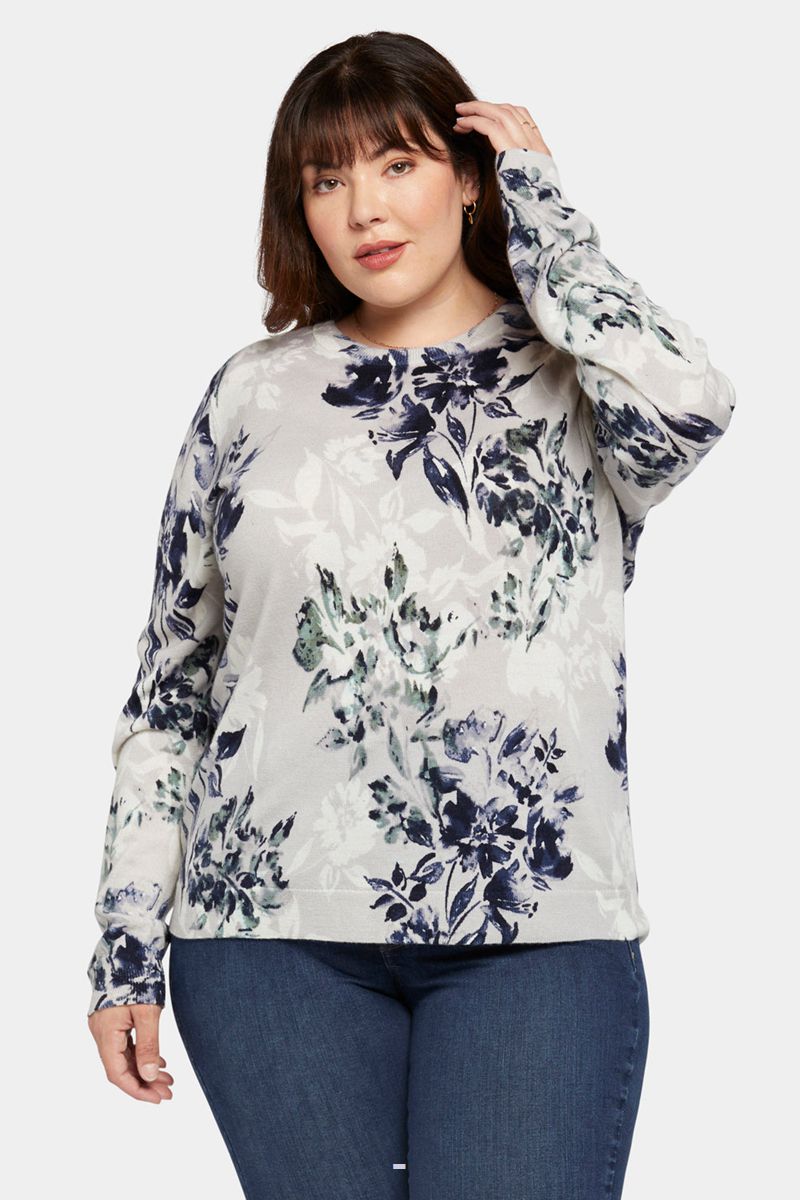 Flower Women's NYDJ Plus Classic Crewneck Tops | NZ 643SXNMCP