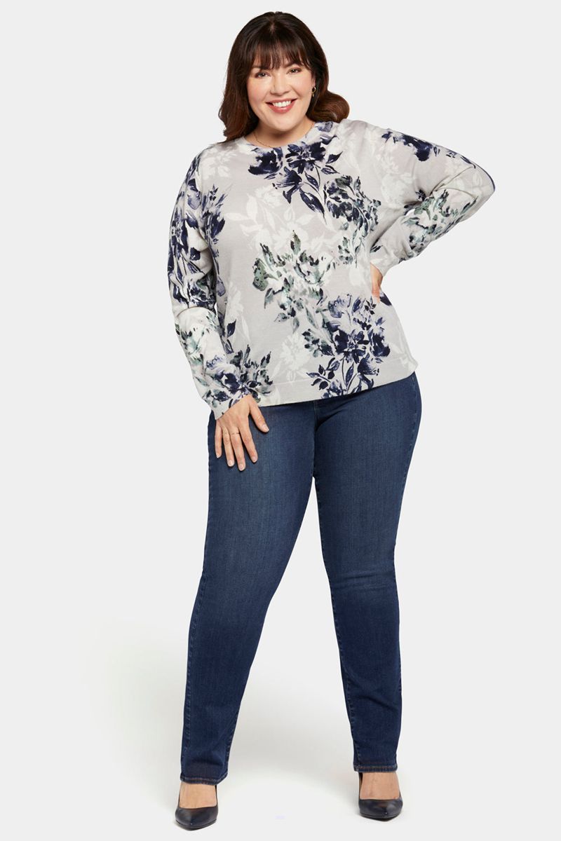 Flower Women's NYDJ Plus Classic Crewneck Tops | NZ 643SXNMCP