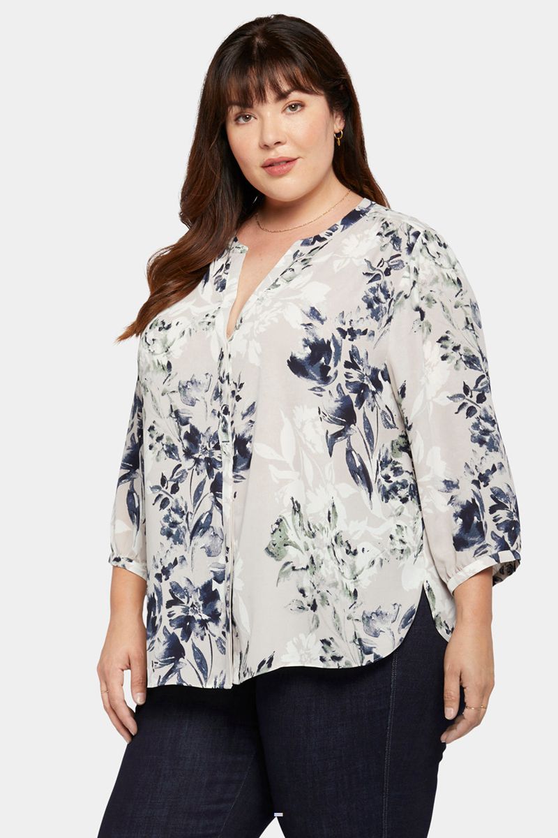 Flower Women's NYDJ Plus Pintuck Blouse | NZ 198XGNZQF