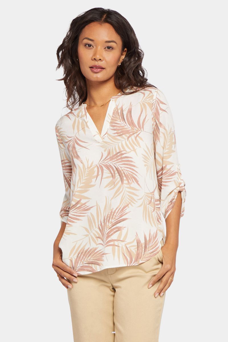 Flower Women's NYDJ Split Neck Blouse | NZ 367VLQKPS