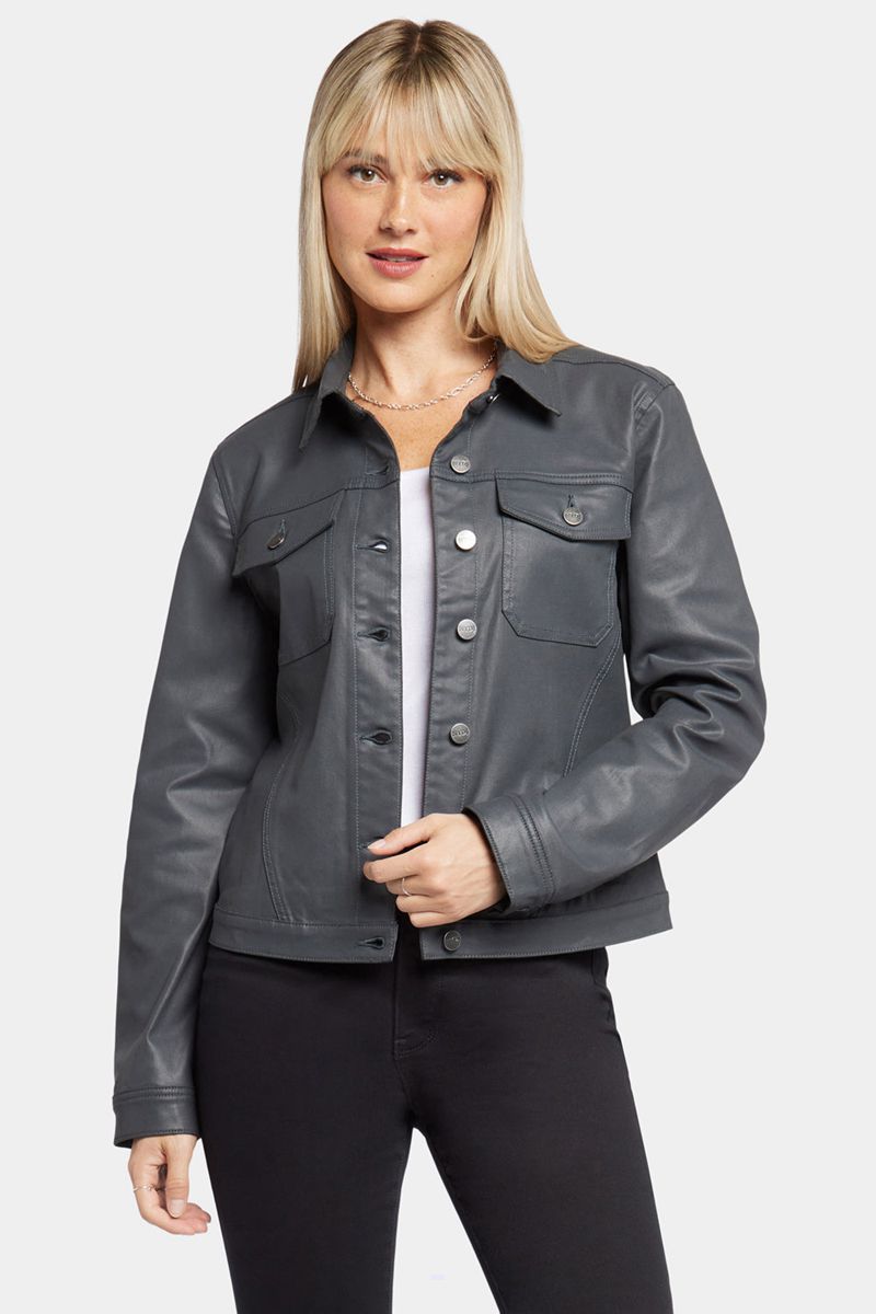 Grey Women's NYDJ Coated Denim Jackets | NZ 901AYGPEI