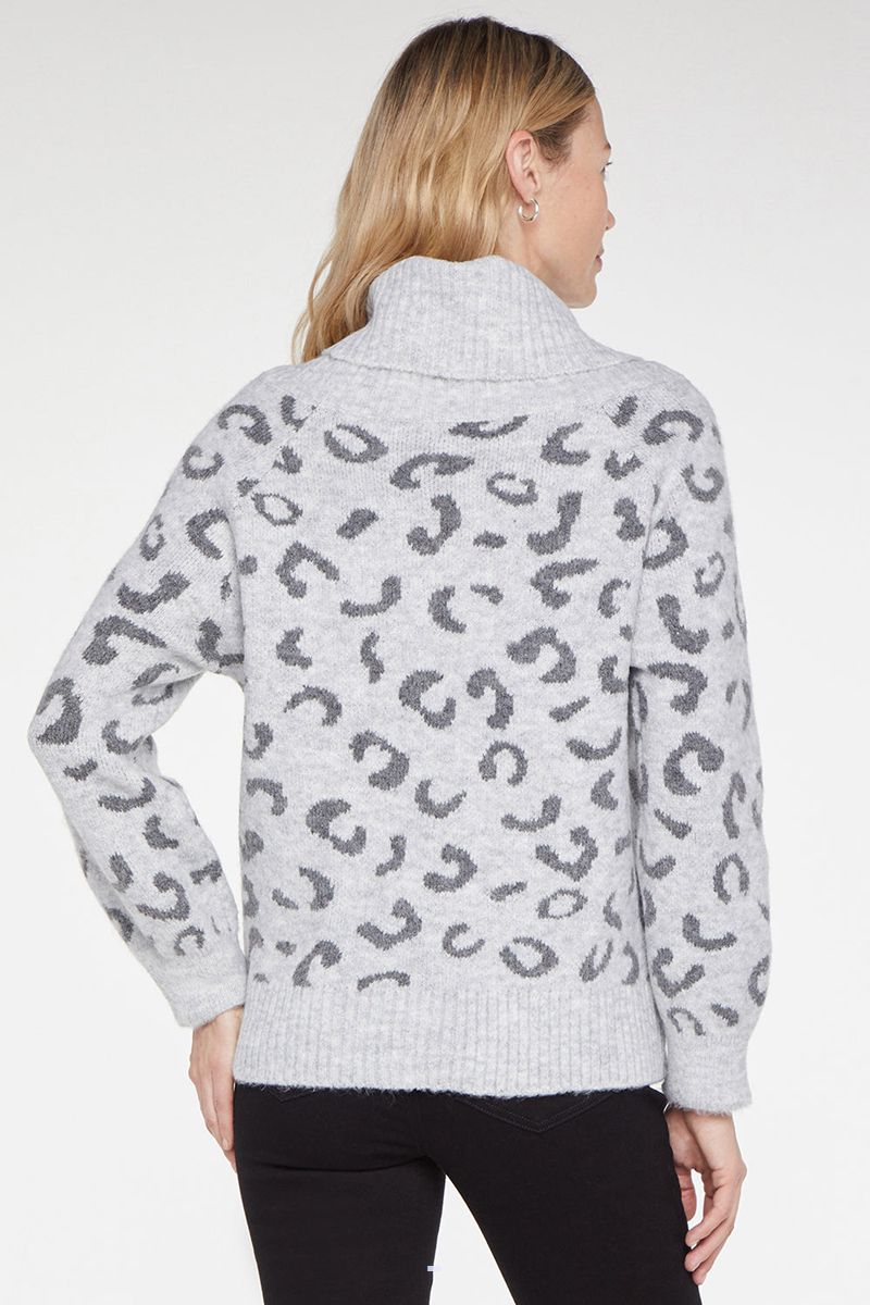 Grey Women's NYDJ Leopard Turtleneck Sweaters | NZ 693EIHUGW