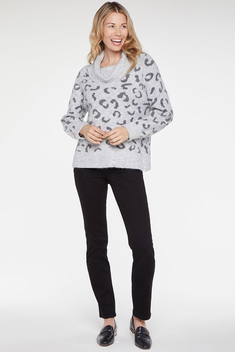 Grey Women's NYDJ Leopard Turtleneck Sweaters | NZ 693EIHUGW