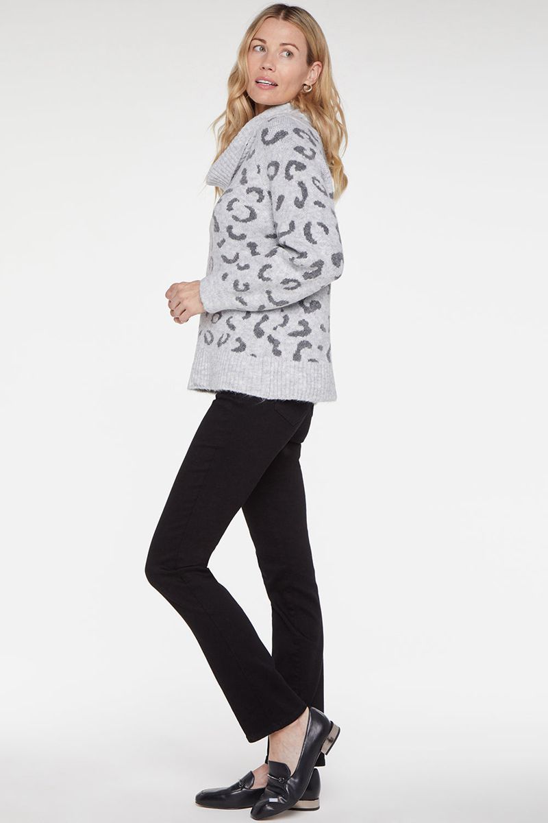 Grey Women's NYDJ Leopard Turtleneck Sweaters | NZ 693EIHUGW