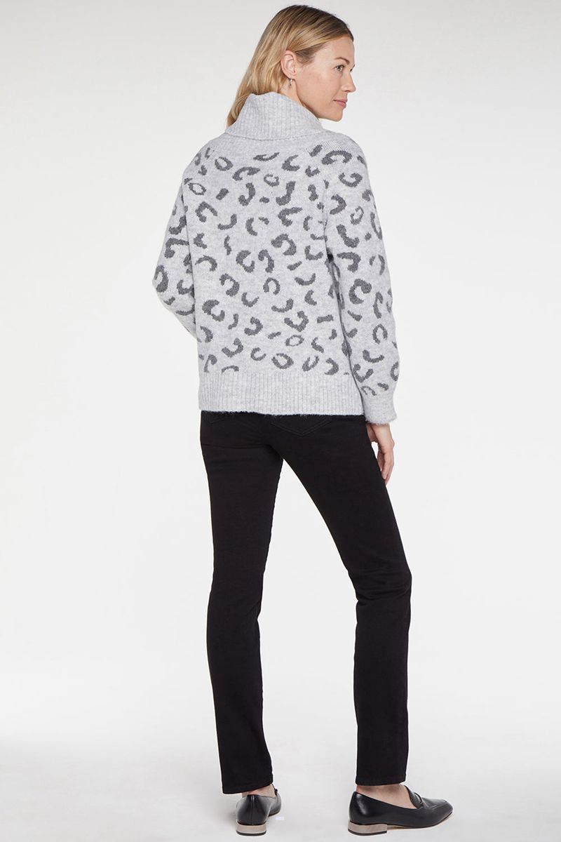 Grey Women's NYDJ Leopard Turtleneck Sweaters | NZ 693EIHUGW