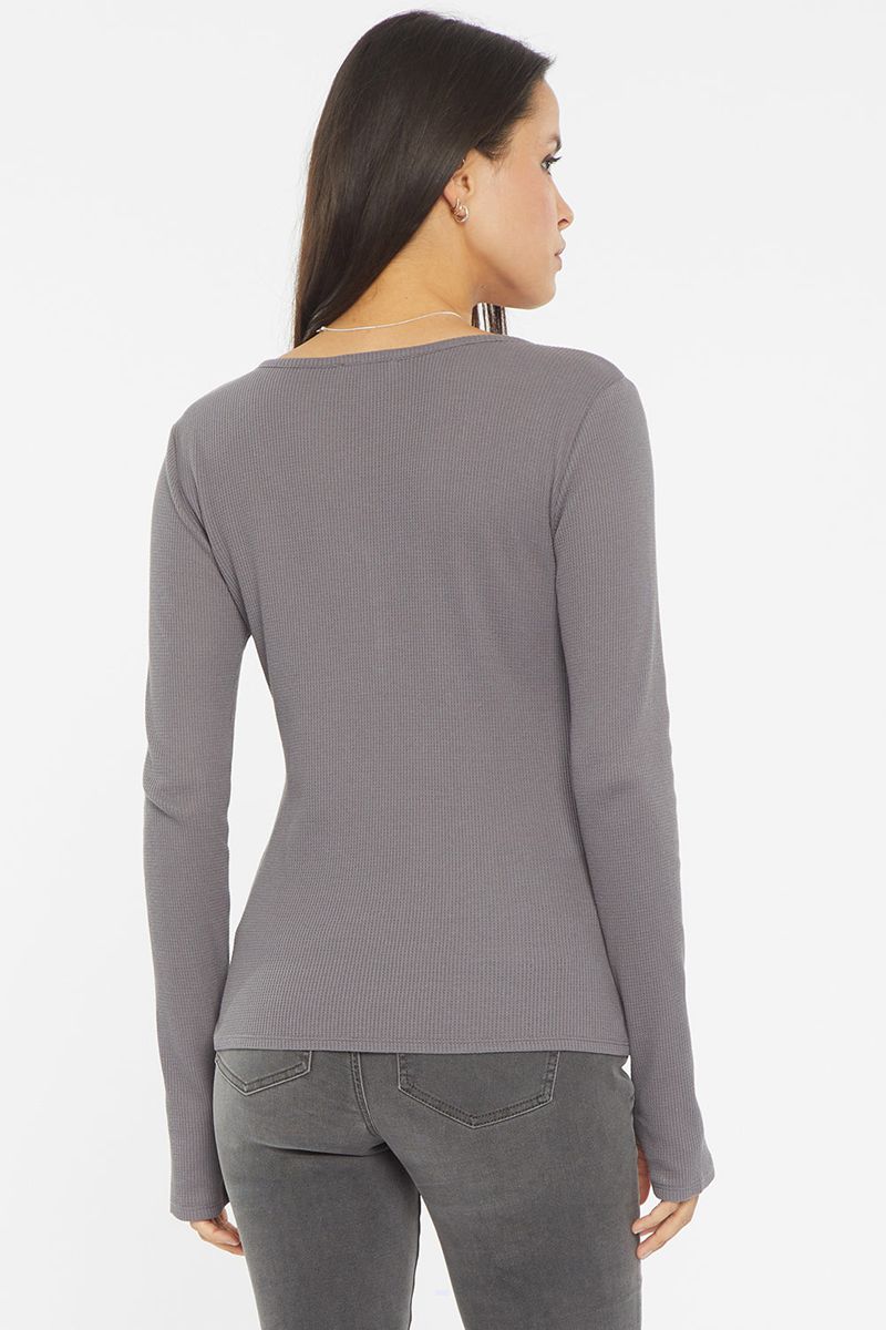 Grey Women's NYDJ Long Sleeved Henley Shirts | NZ 269NDOEIB